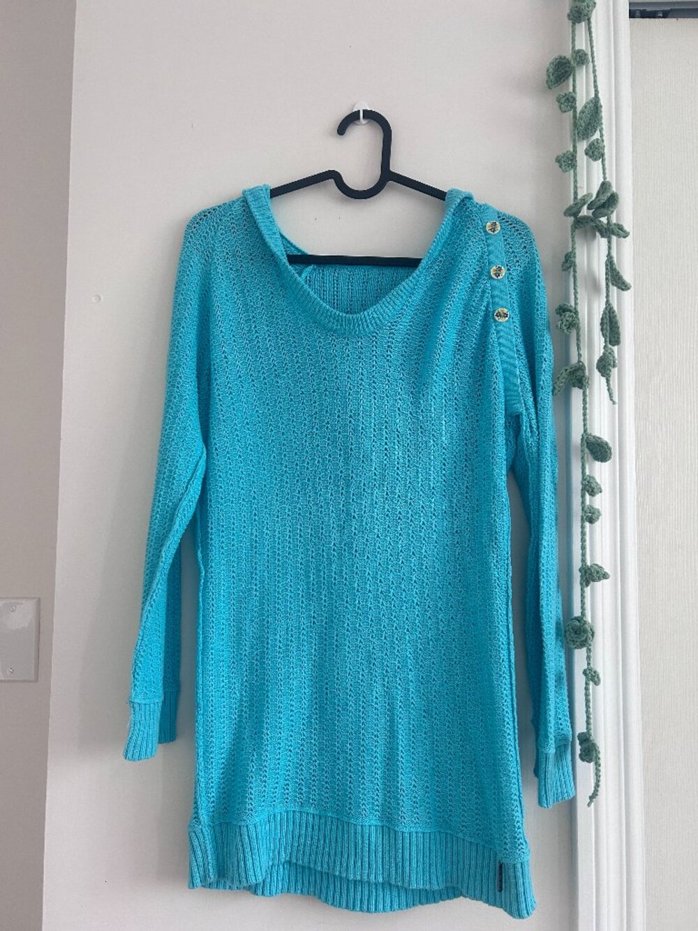 Turquiose Light Knit Hoodie